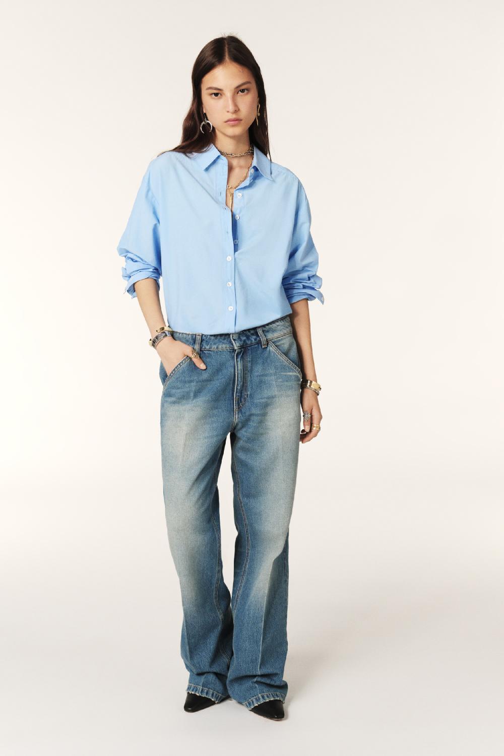 Ba&sh Chemise Manches Longues Demie Bleu