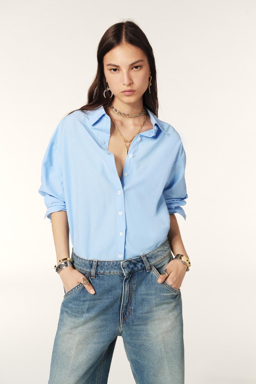 ba&sh Chemise Manches Longues Demie Bleu