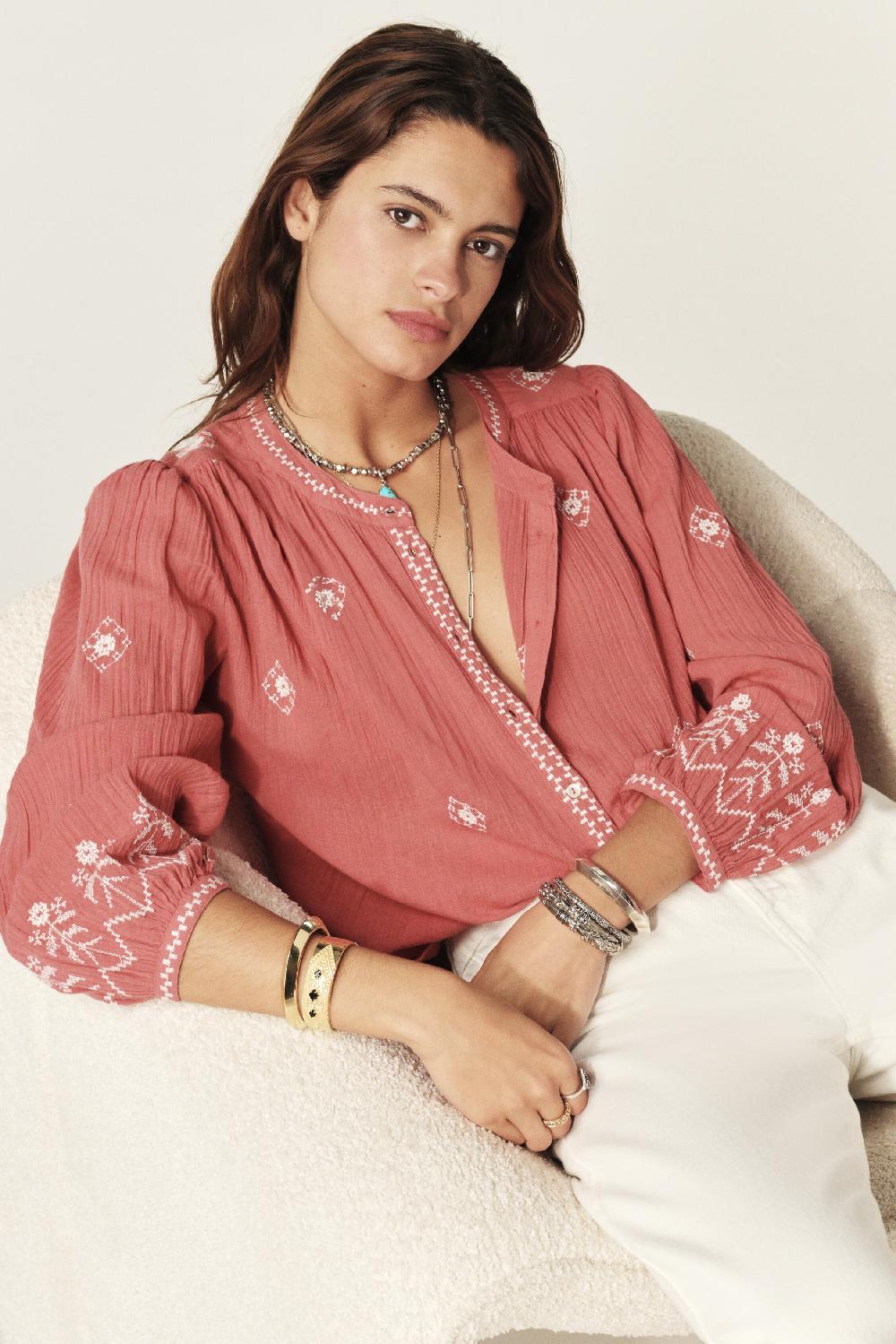 Ba&sh Chemise Manches Longues Duha Rose