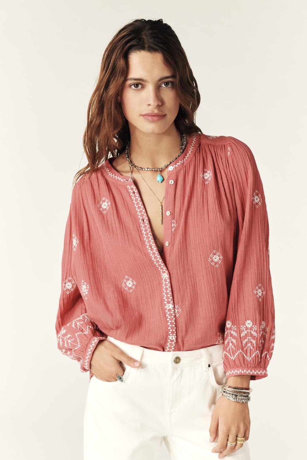 ba&sh Chemise Manches Longues Duha Rose