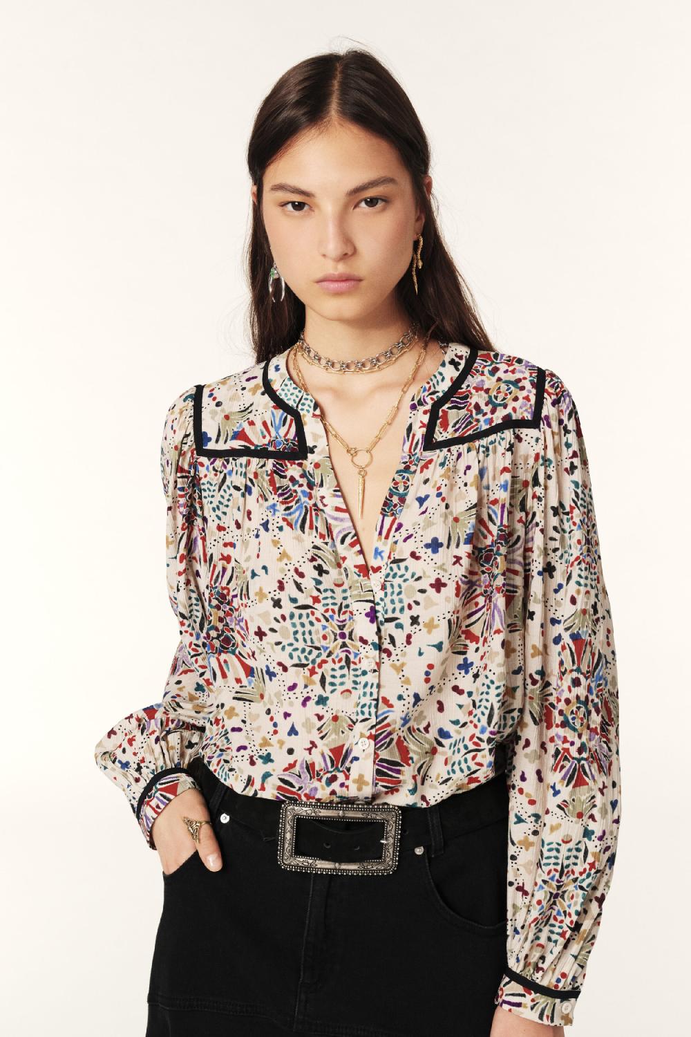 ba&sh Chemise Manches Longues Faizae Beige