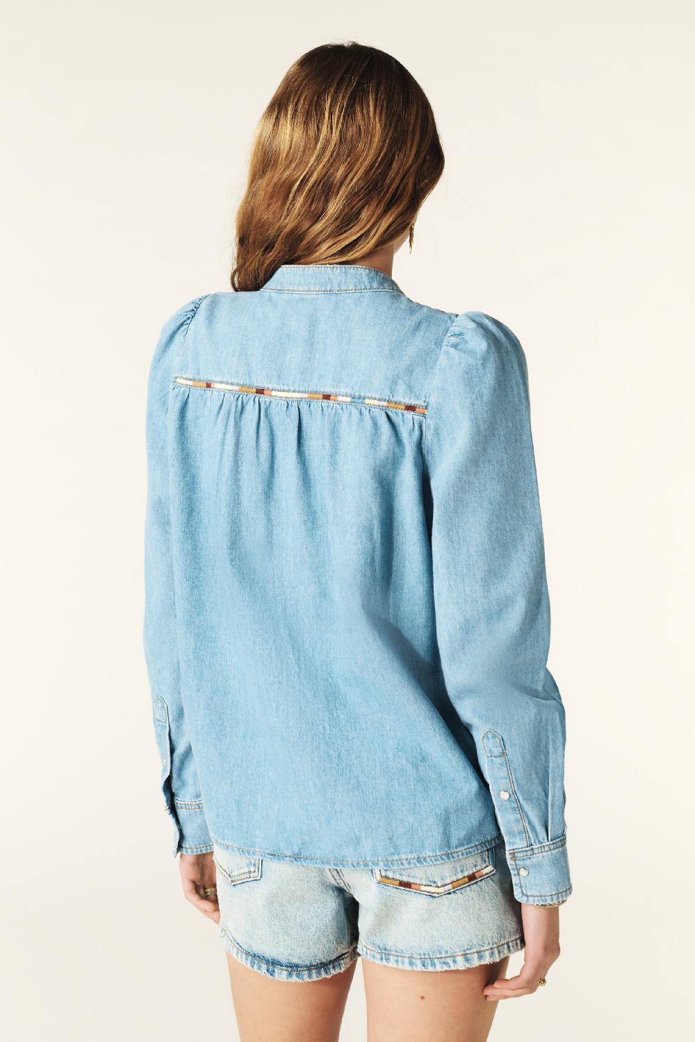 Ba&sh Chemise Manches Longues Lwillac Bleu