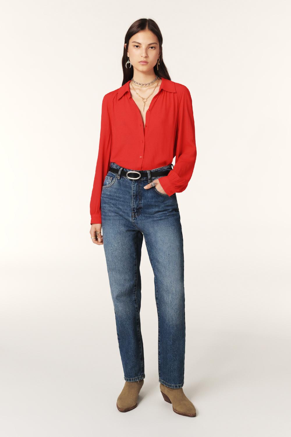 Ba&sh Chemise Manches Longues Marvin Rouge