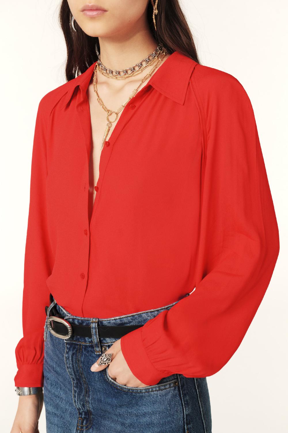 Ba&sh Chemise Manches Longues Marvin Rouge