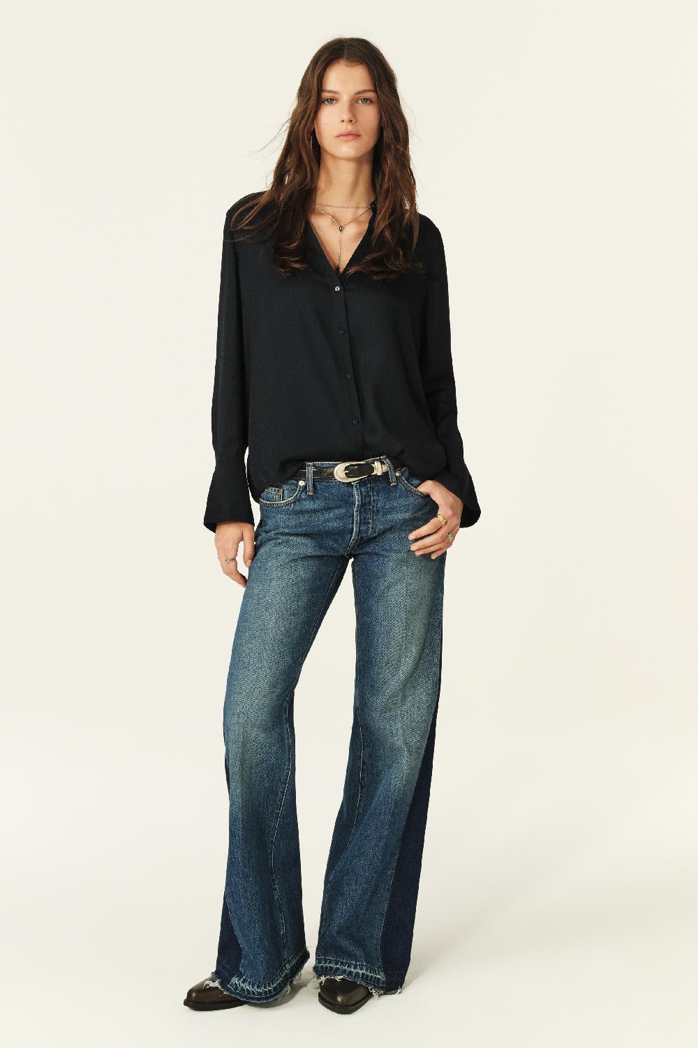 Ba&sh Chemise Manches Longues Netsey Navy