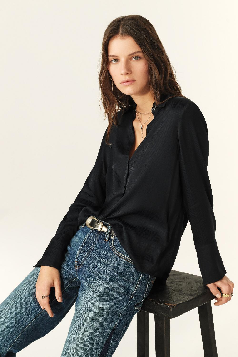 Ba&sh Chemise Manches Longues Netsey Navy