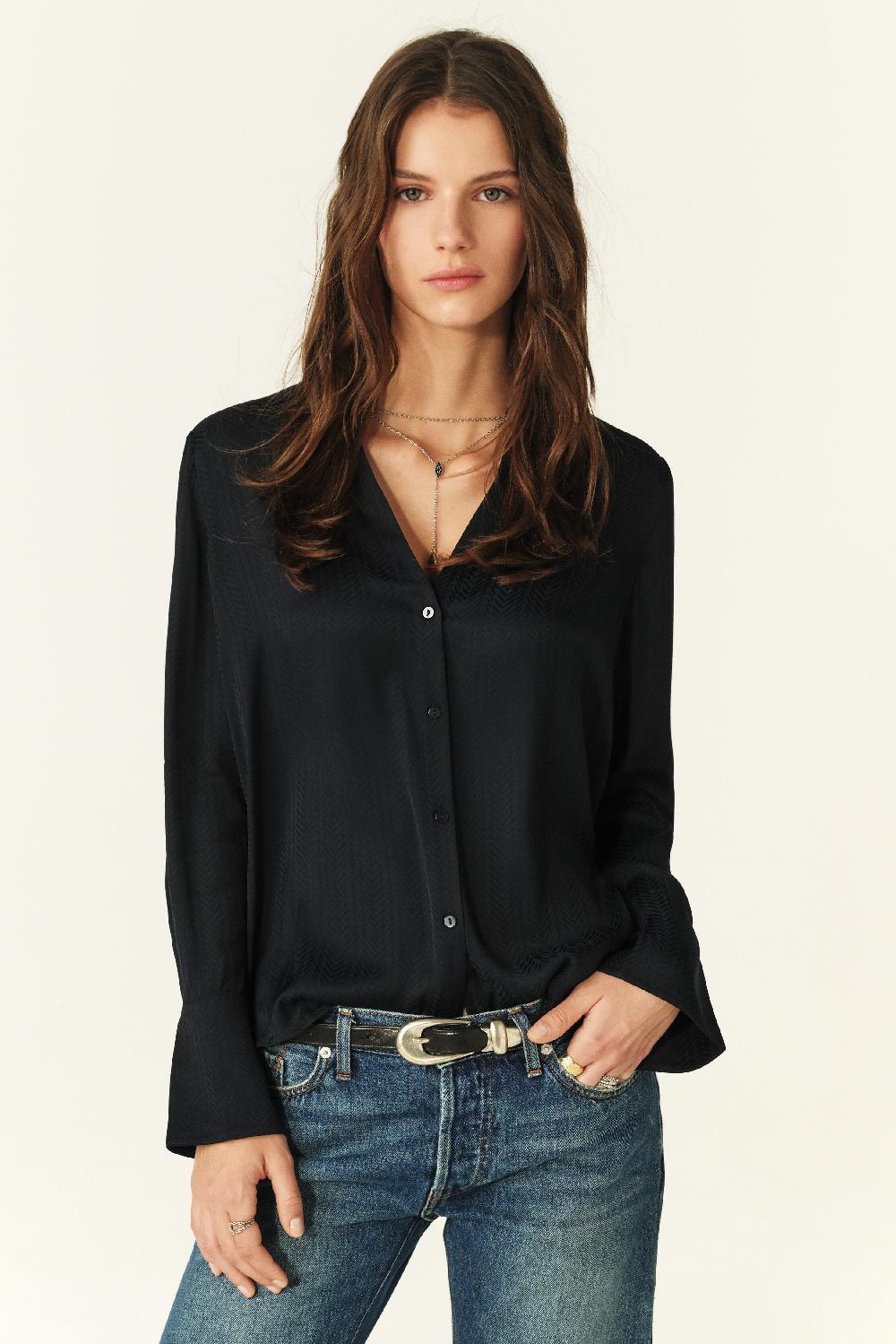 ba&sh Chemise Manches Longues Netsey Navy