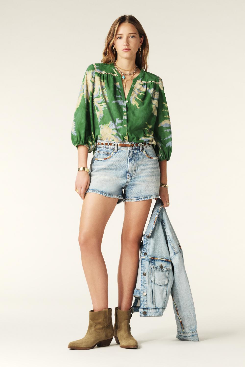 Ba&sh Chemise Manches Longues Pobby Vert