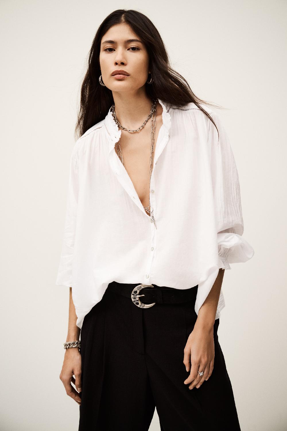 ba&sh Chemise Manches Longues Tabbie Blanc