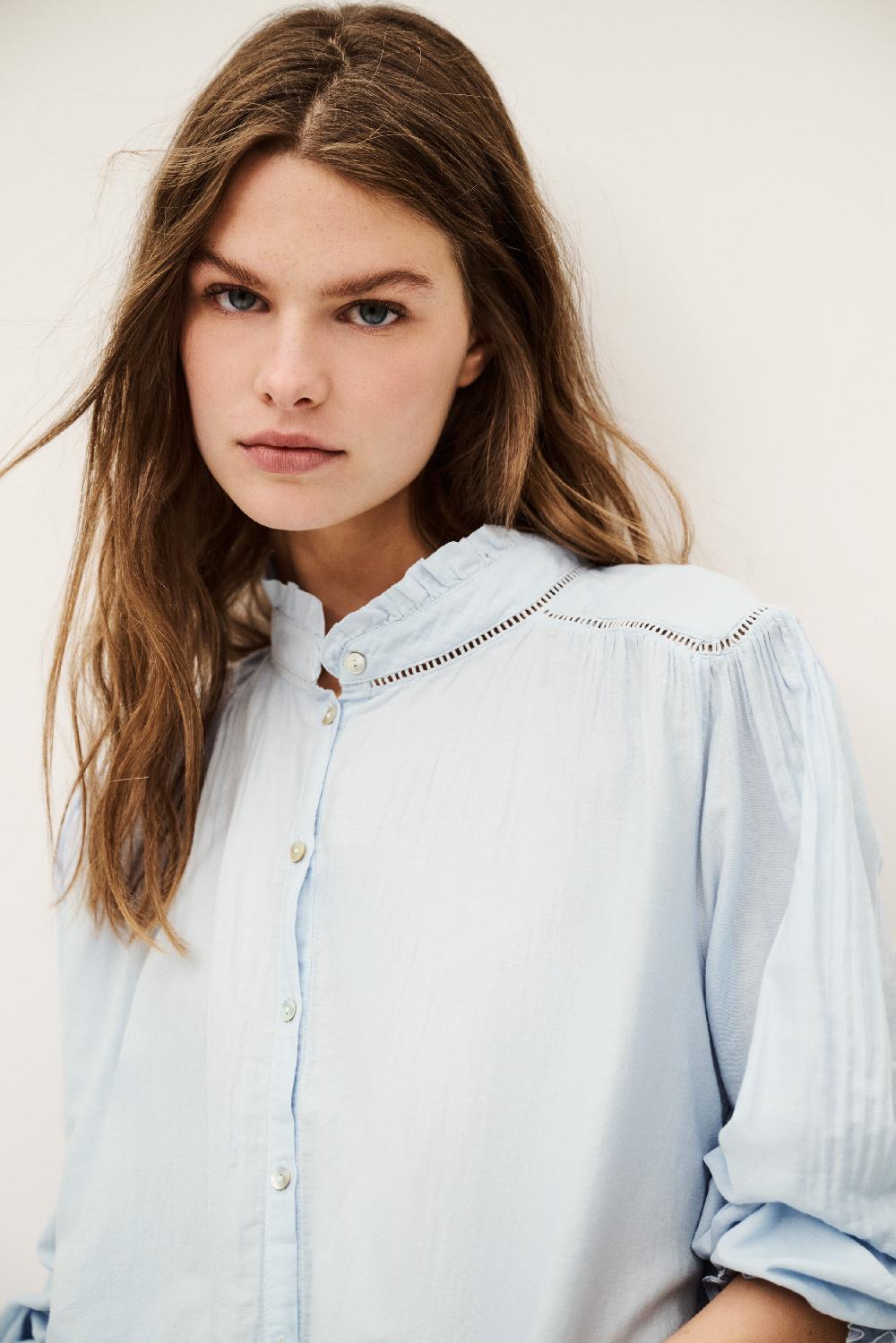 Ba&sh Chemise Manches Longues Tabbie Bleu