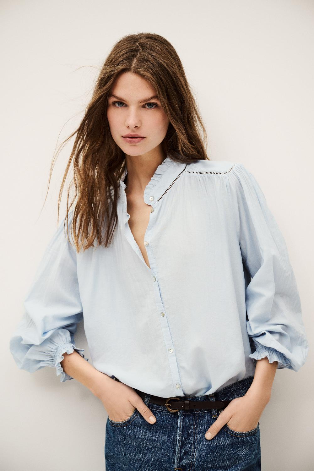 ba&sh Chemise Manches Longues Tabbie Bleu