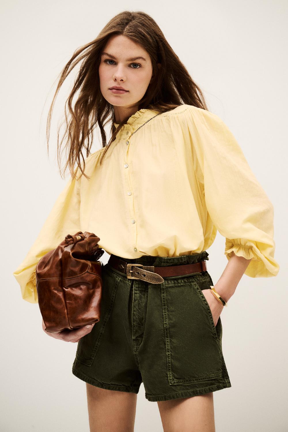 ba&sh Chemise Manches Longues Tabbie Jaune