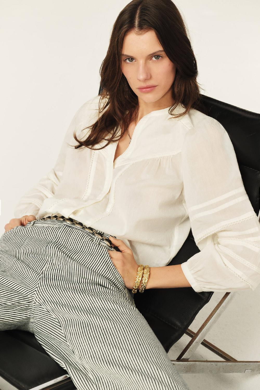 Ba&sh Chemise Manches Longues Yilla Blanc Ecru