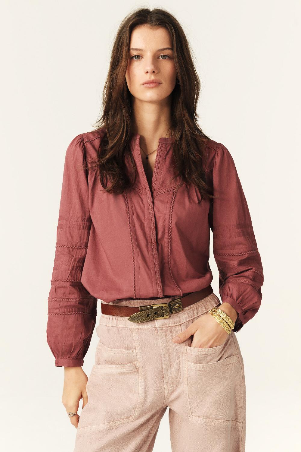 ba&sh Chemise Manches Longues Yilla Rose