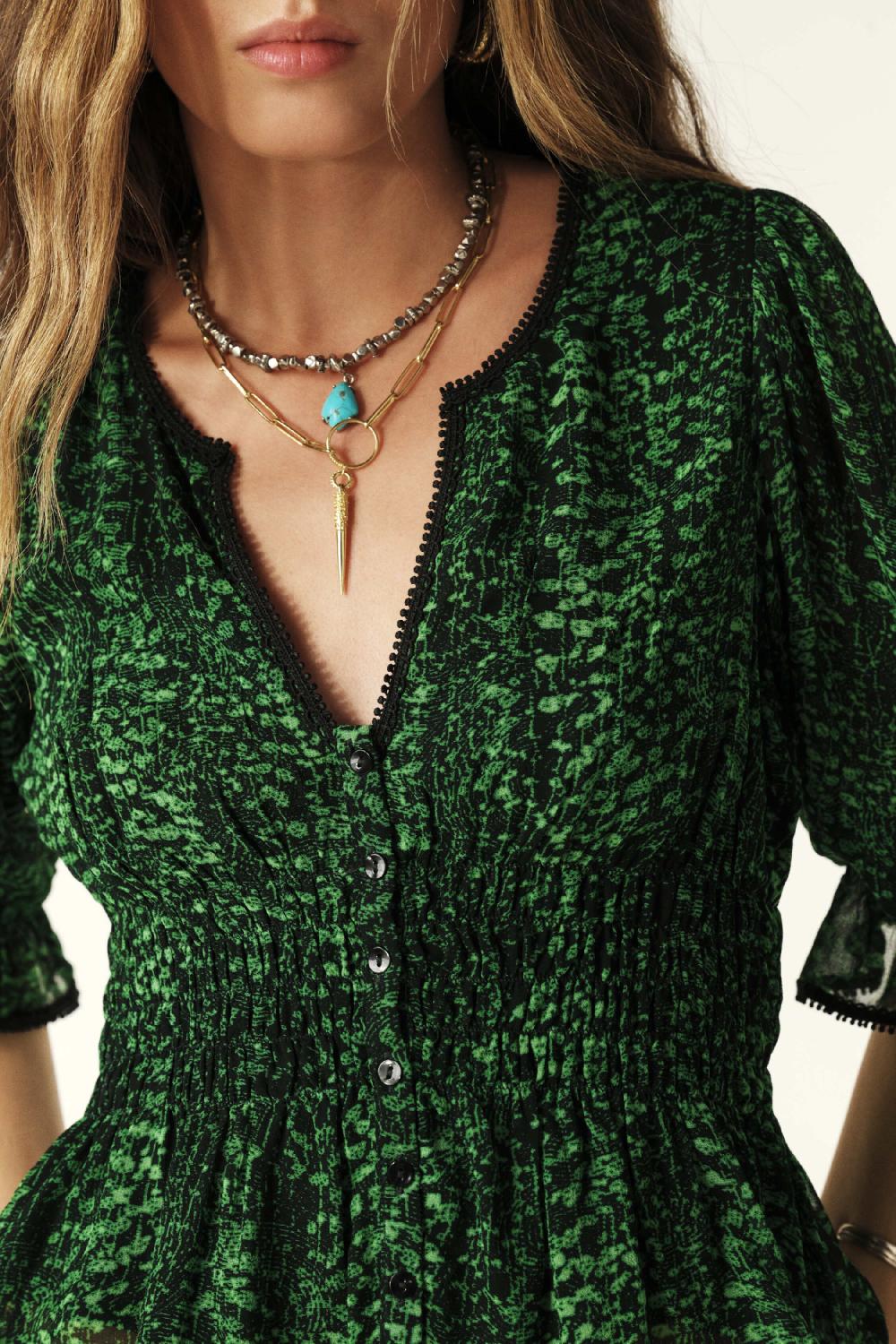 Ba&sh Chemise Manches Trois-Quarts Chili Vert