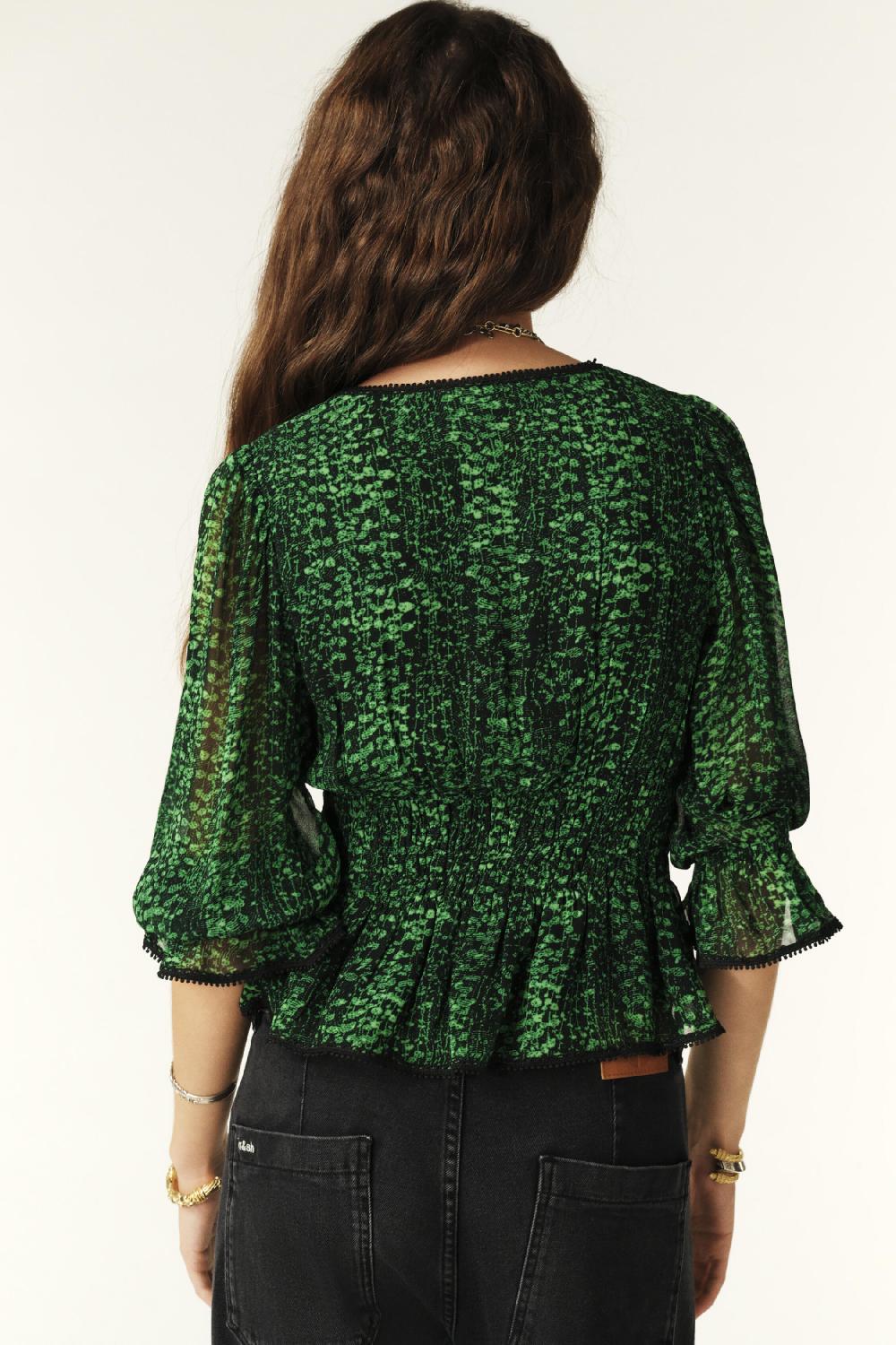 Ba&sh Chemise Manches Trois-Quarts Chili Vert