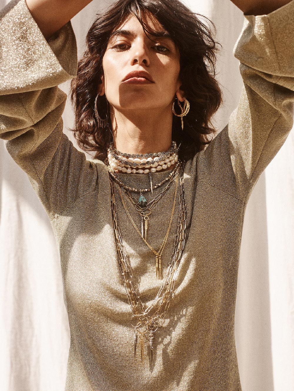 Ba&sh Collier Avec Pendentif Avalon Gris