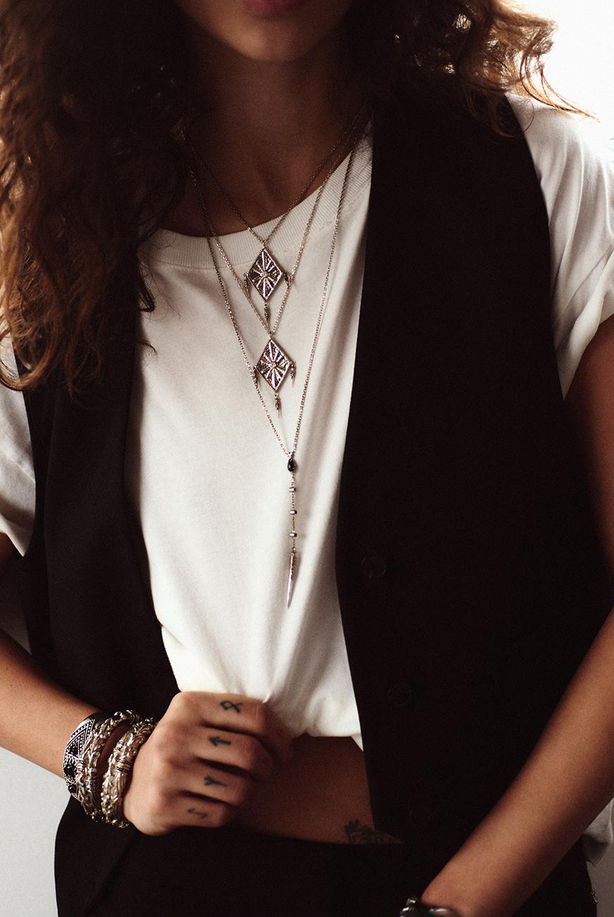 Ba&sh Collier Avec Pendentif Willow Gris