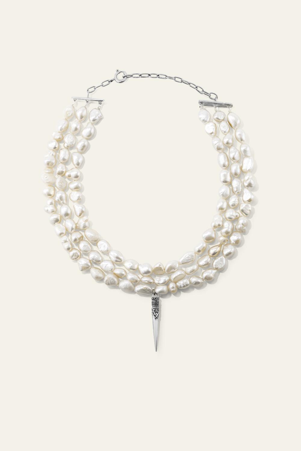 Ba&sh Collier De Perles Blanca Gris