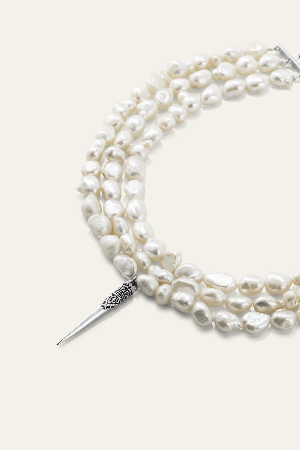 ba&sh Collier De Perles Blanca Gris