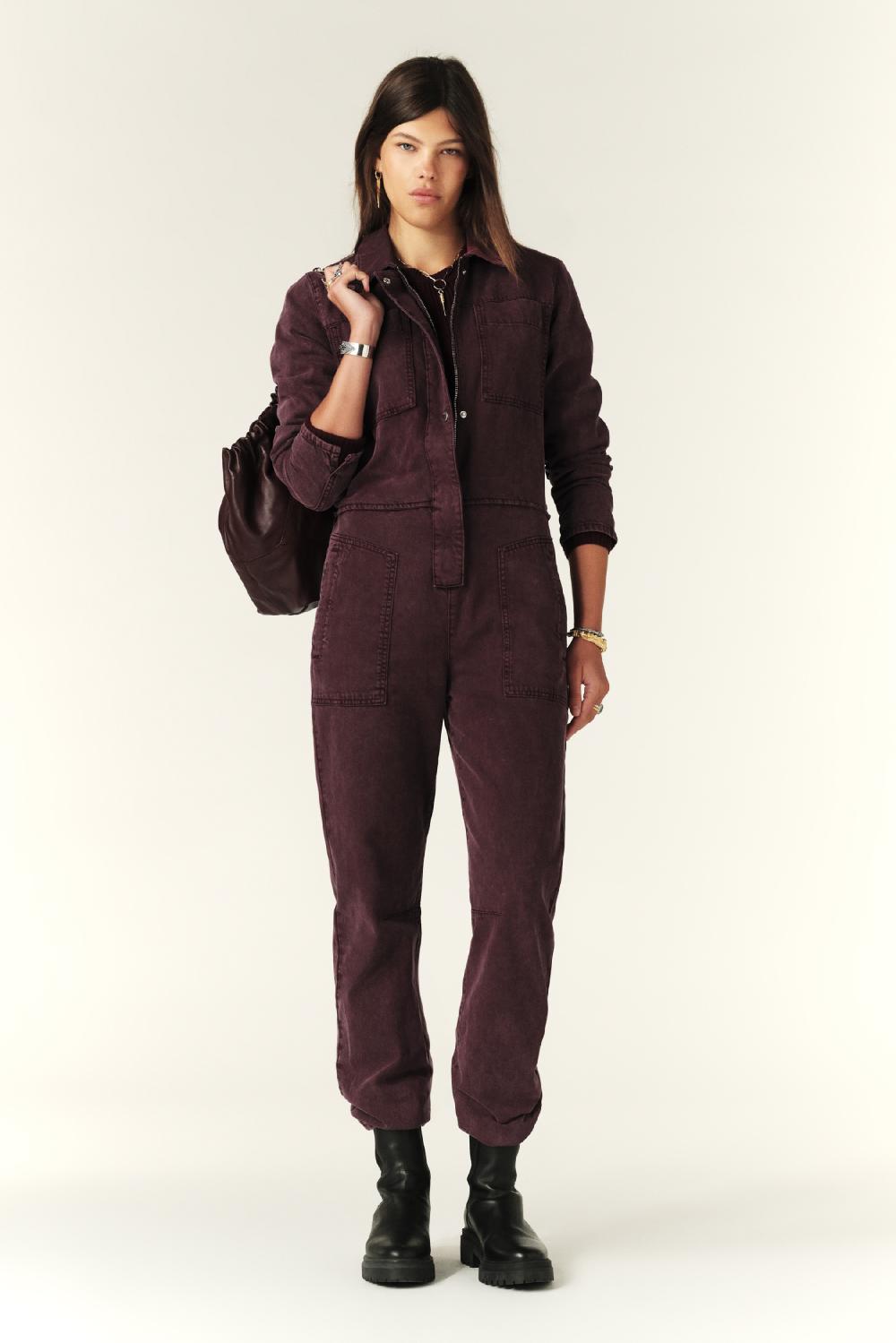 ba&sh Combi Pantalon Worker Fidis Rouge