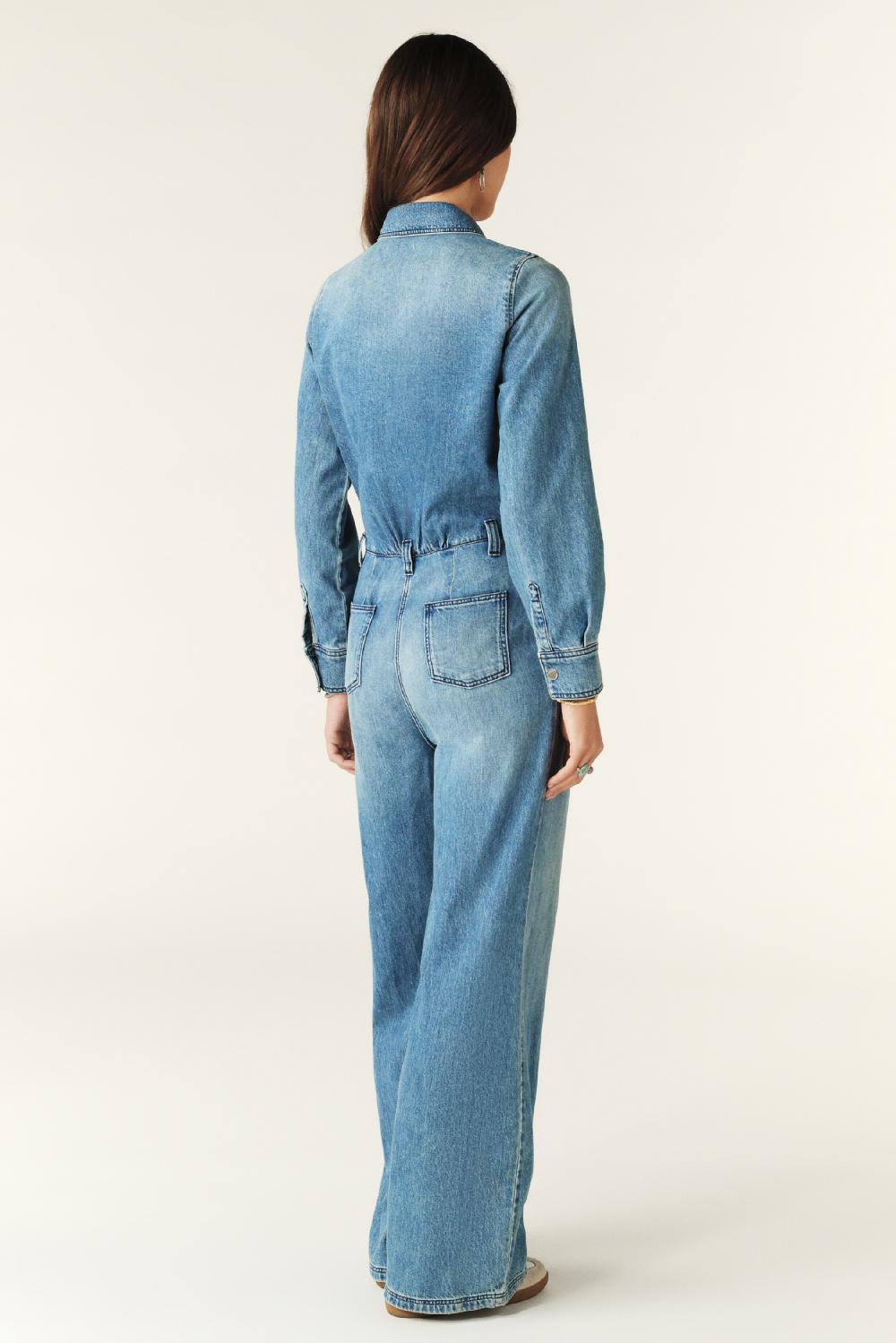 Ba&sh Combinaison Longue Denim Fannie Bleu