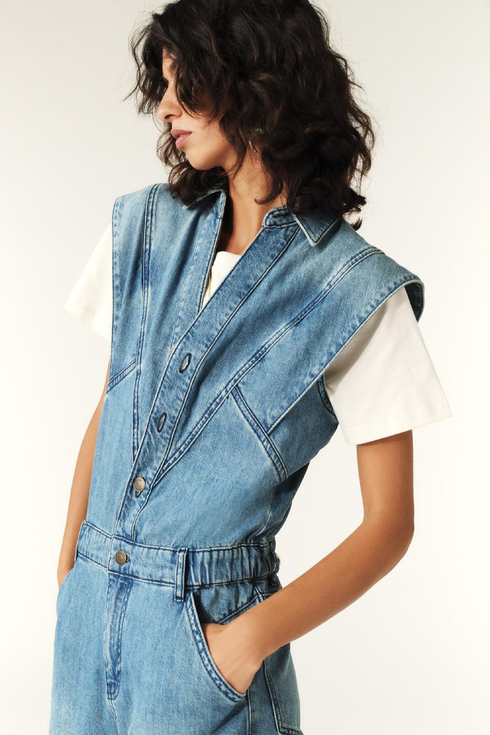 Ba&sh Combinaison Sans Manches Figo Bleu