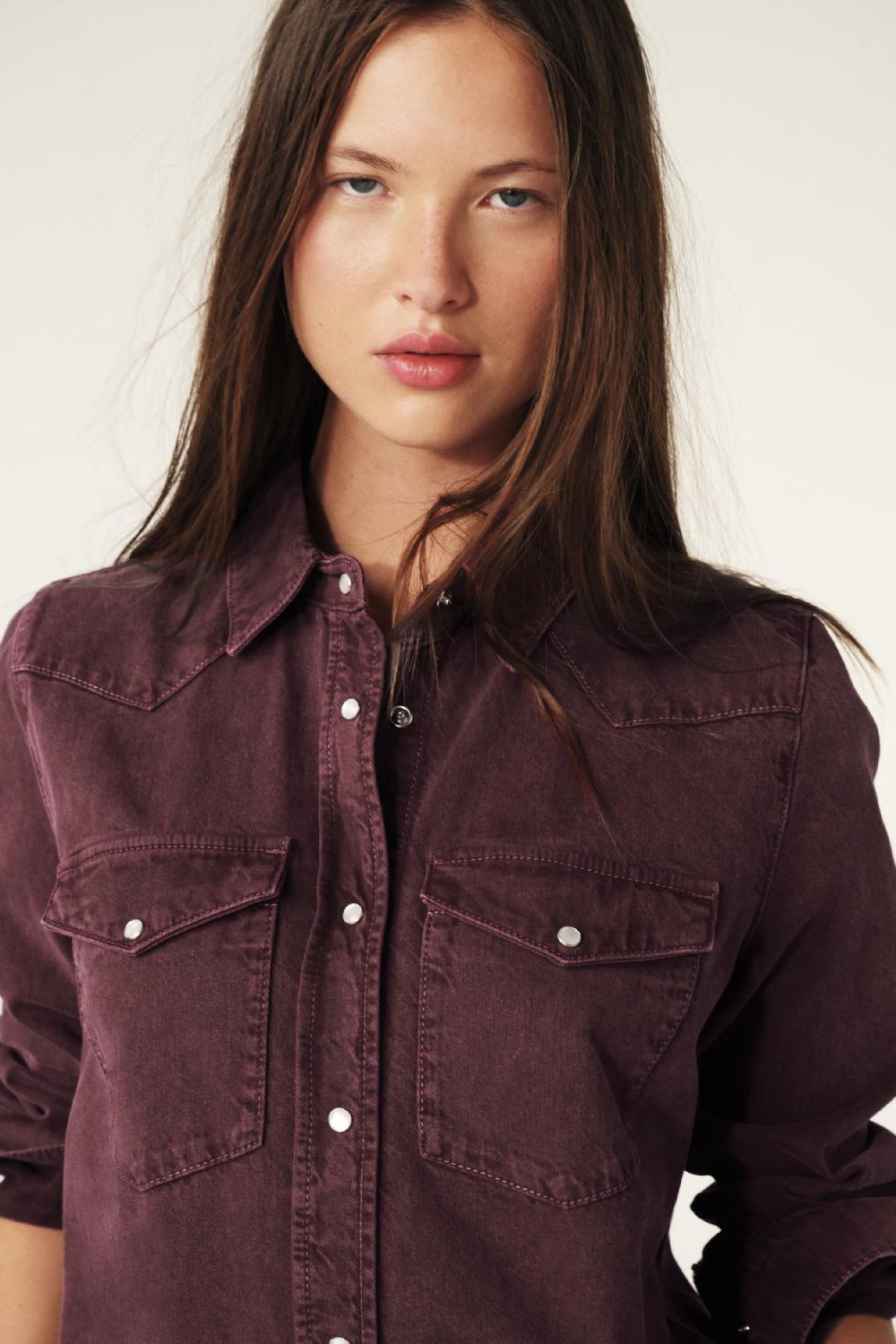 Ba&sh Cowboy Shirt Falter Rouge