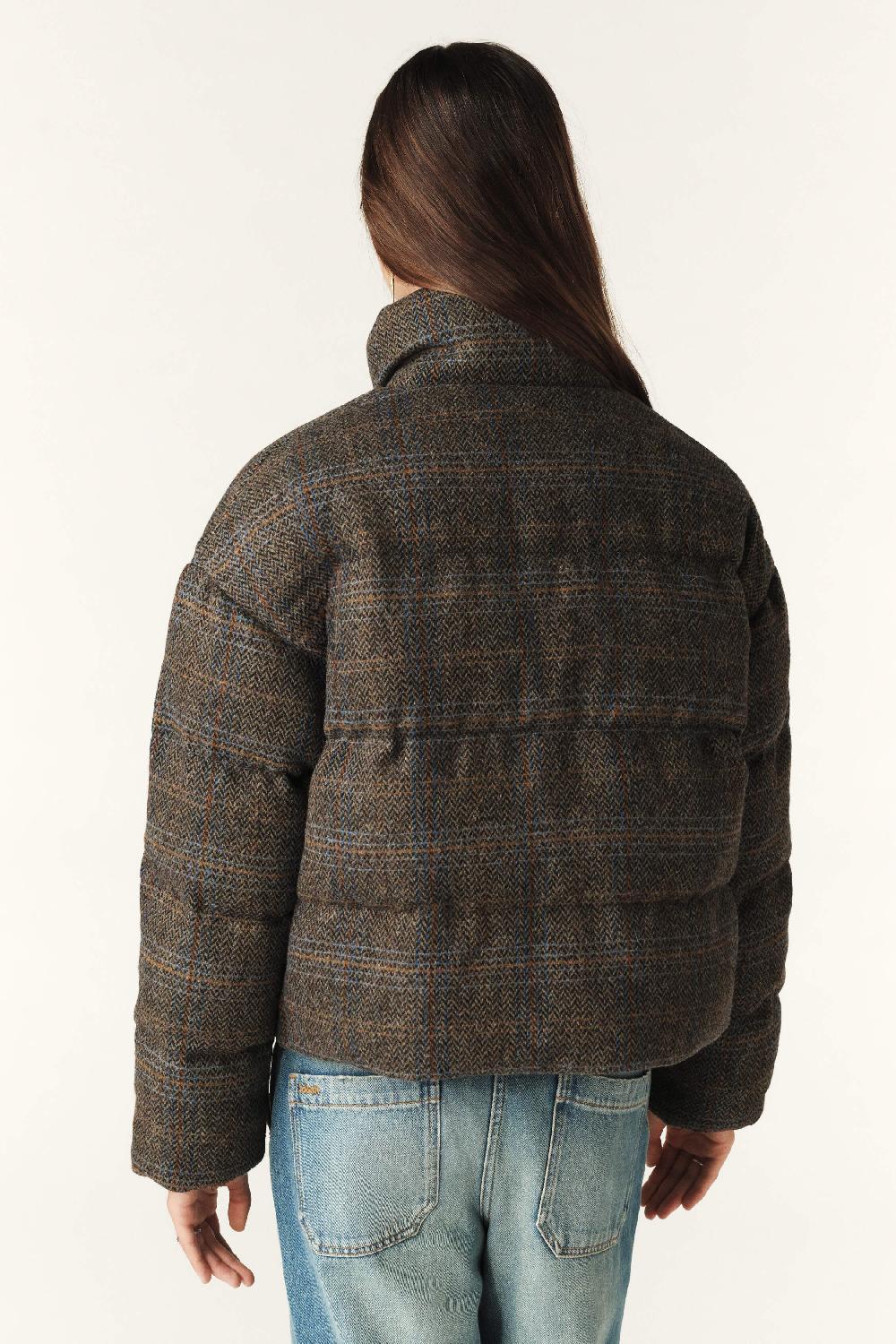 Ba&sh Doudoune Courte Tweed Hidai Marron