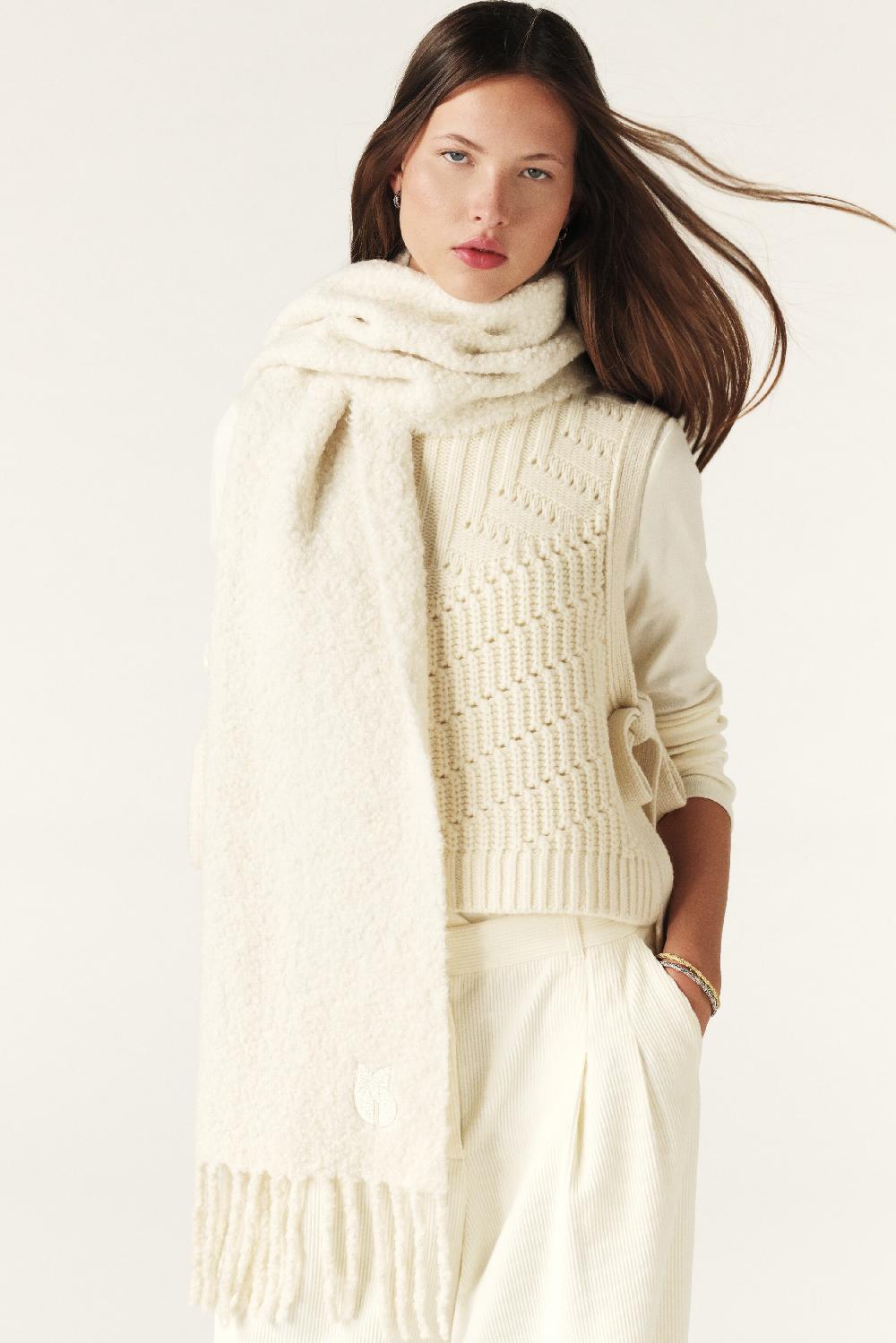 ba&sh éCharpe FrangéE Sasha Blanc Ecru