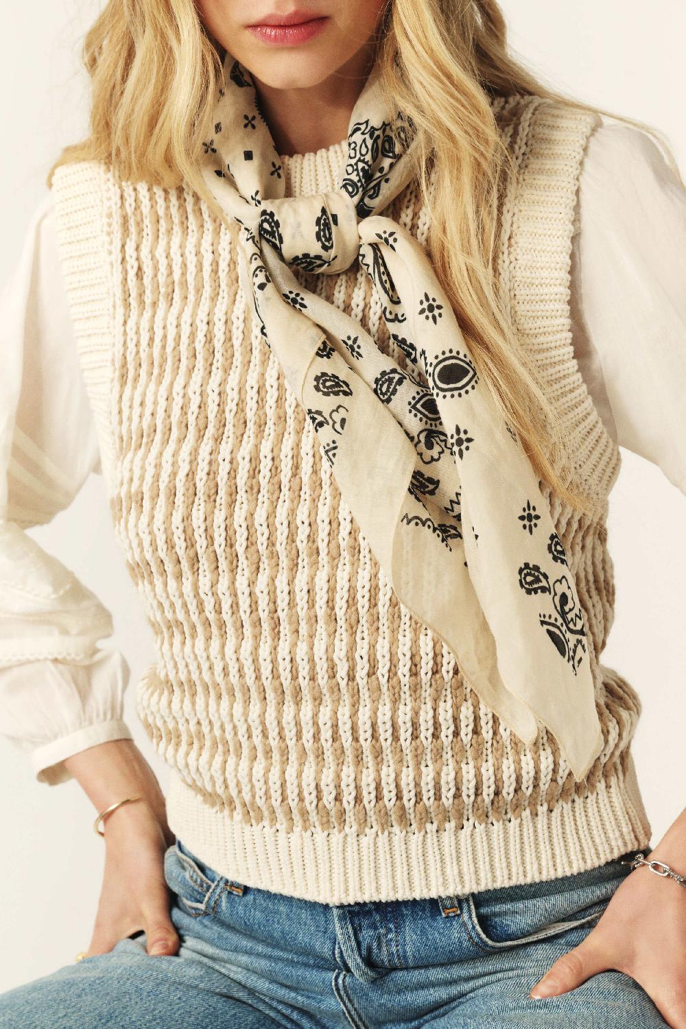 ba&sh Foulard Carré Floreva Beige