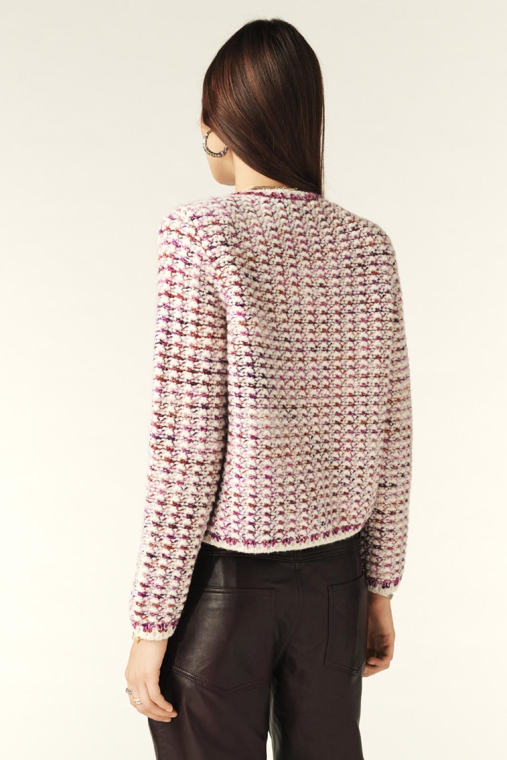 Ba&sh Gilet Court Tricot Beloni Blanc Ecru