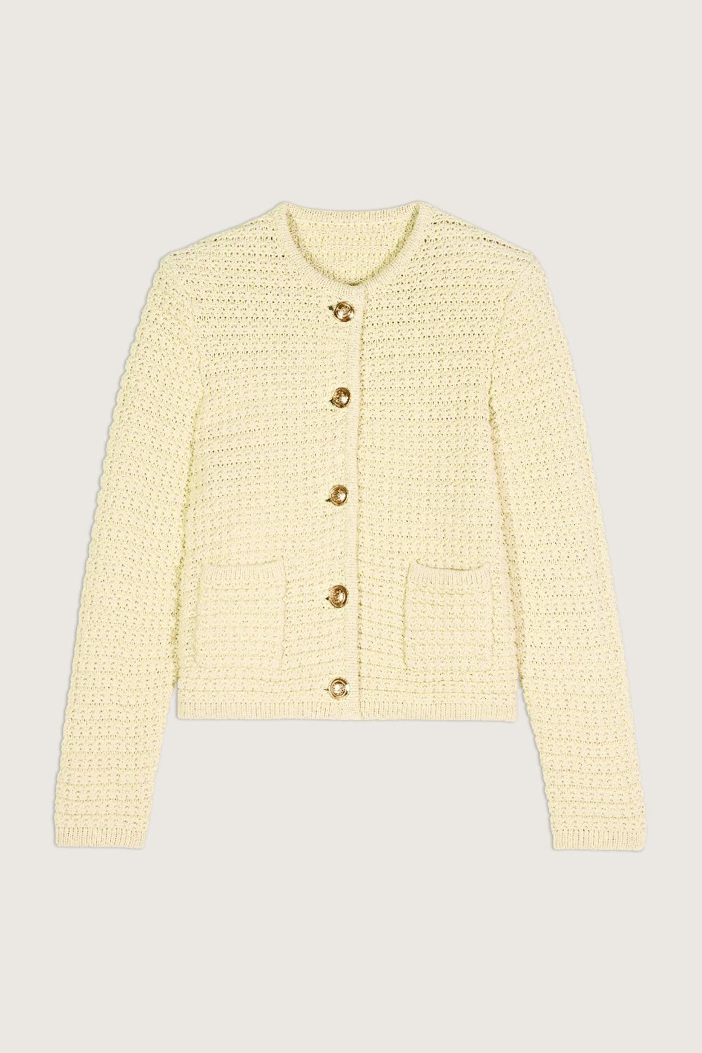 Ba&sh Gilet Mailles Fantaisie Gaspard Jaune