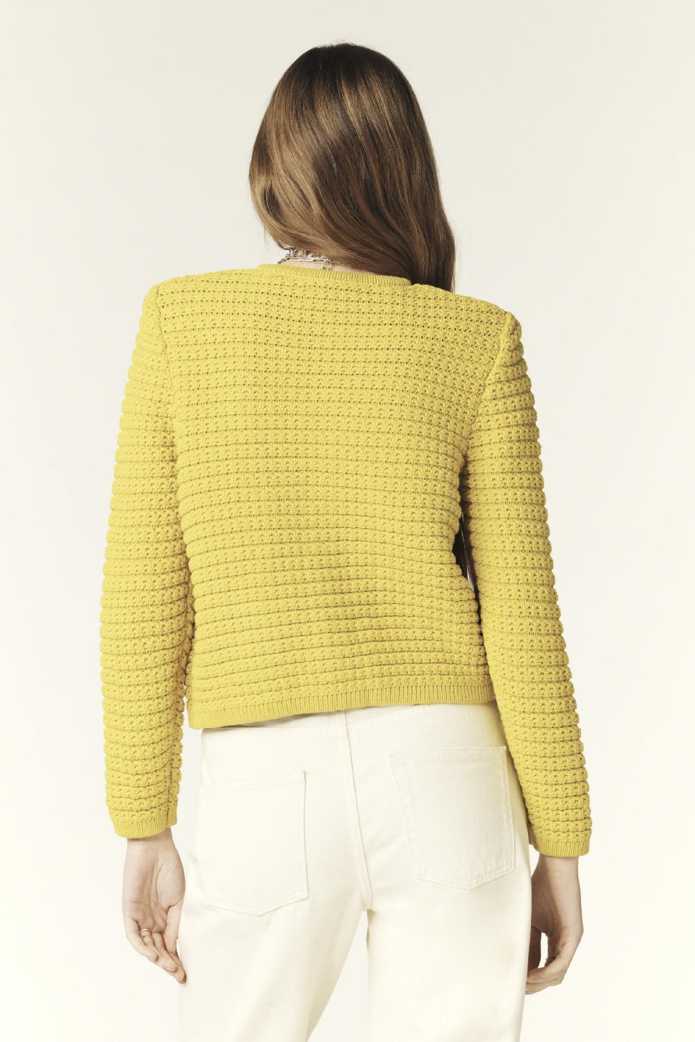 Ba&sh Gilet Mailles Fantaisie Gaspard Ocre