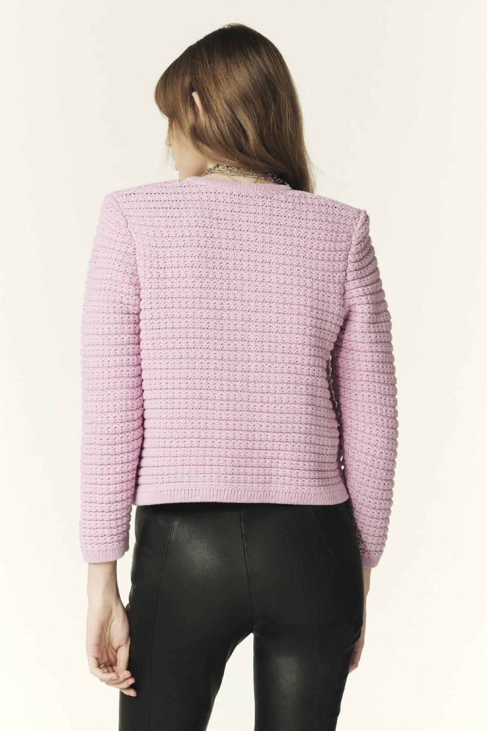 Ba&sh Gilet Mailles Fantaisie Gaspard Violet