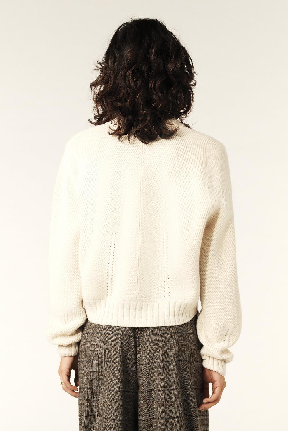 Ba&sh Gilet Manches Longues Belem Blanc Ecru