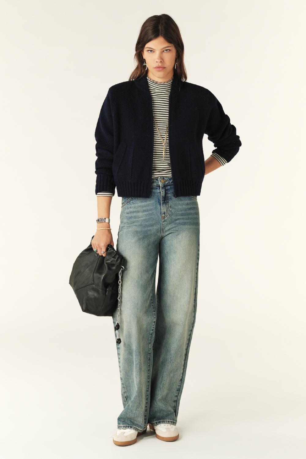 Ba&sh Gilet Manches Longues Belem Marine