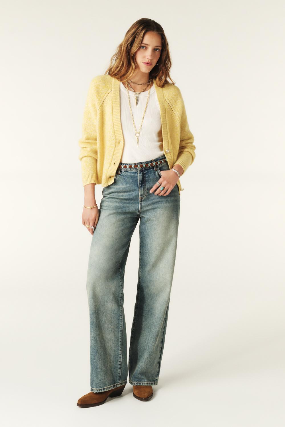 Ba&sh Gilet Manches Longues Carila Jaune