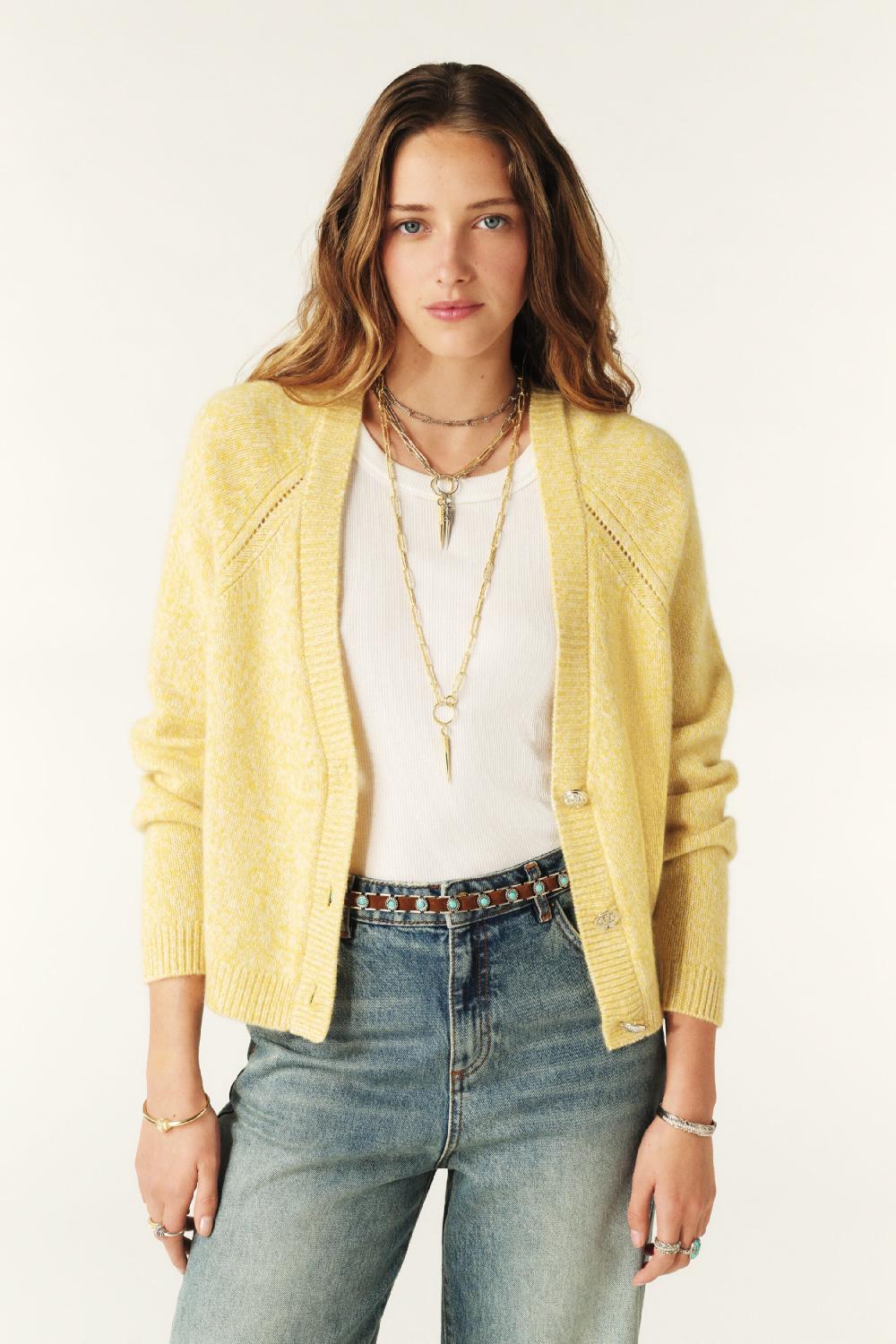 ba&sh Gilet Manches Longues Carila Jaune