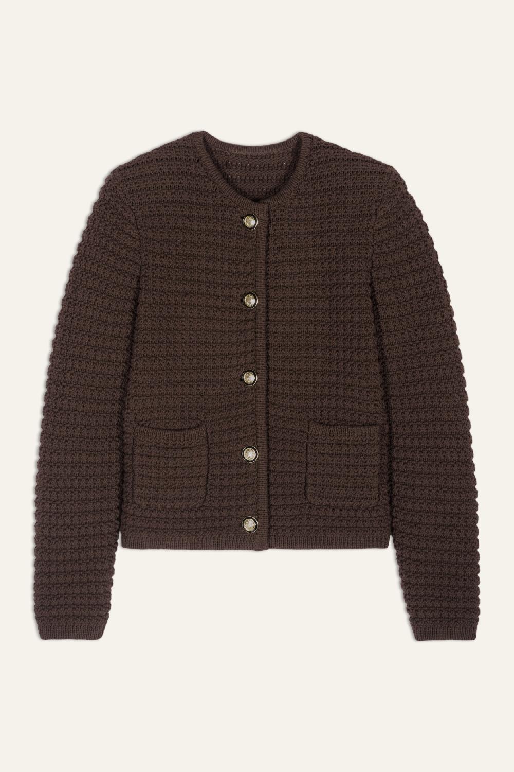 Ba&sh Gilet Manches Longues Gaspard Chocolat