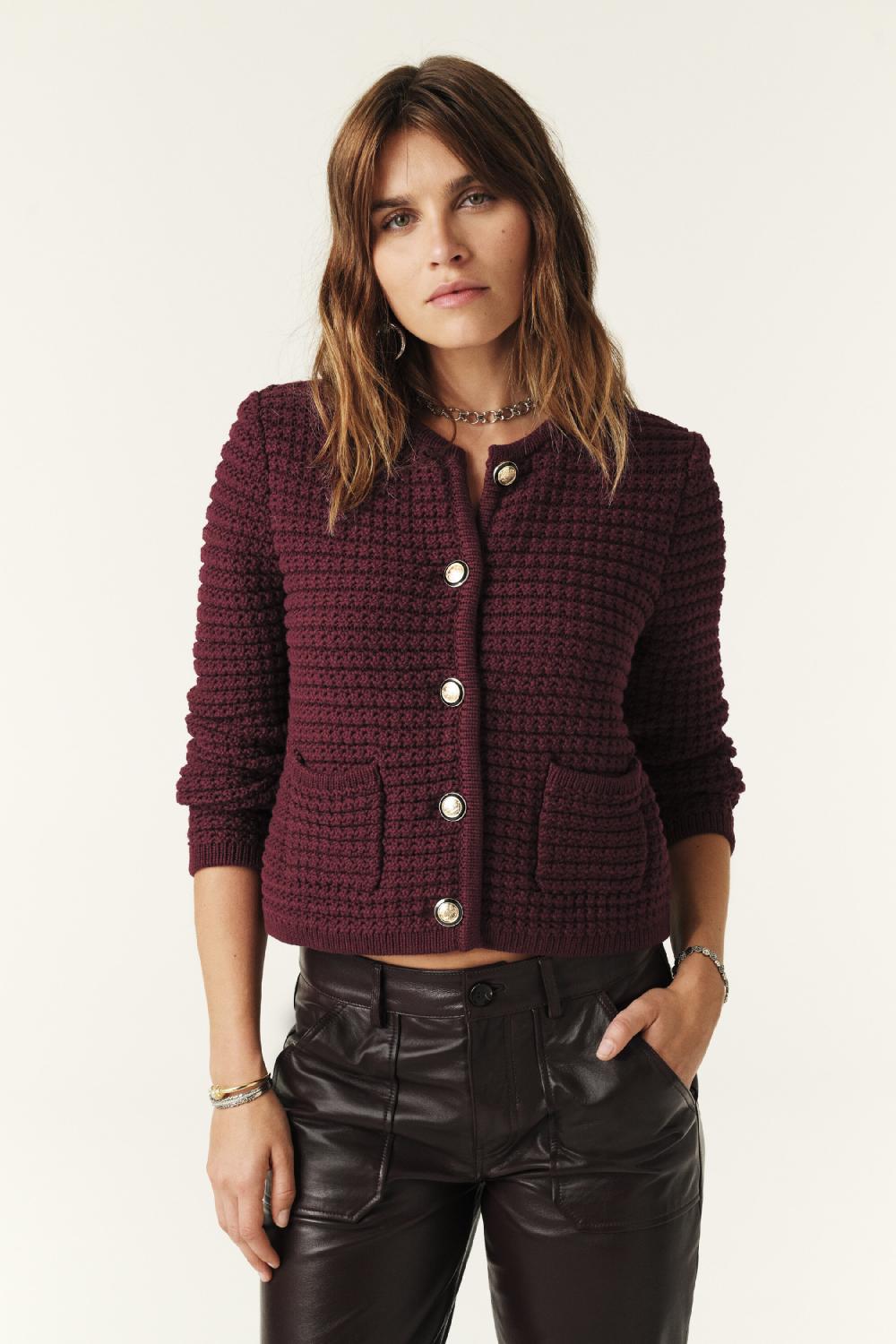 ba&sh Gilet Manches Longues Gaspard Rouge