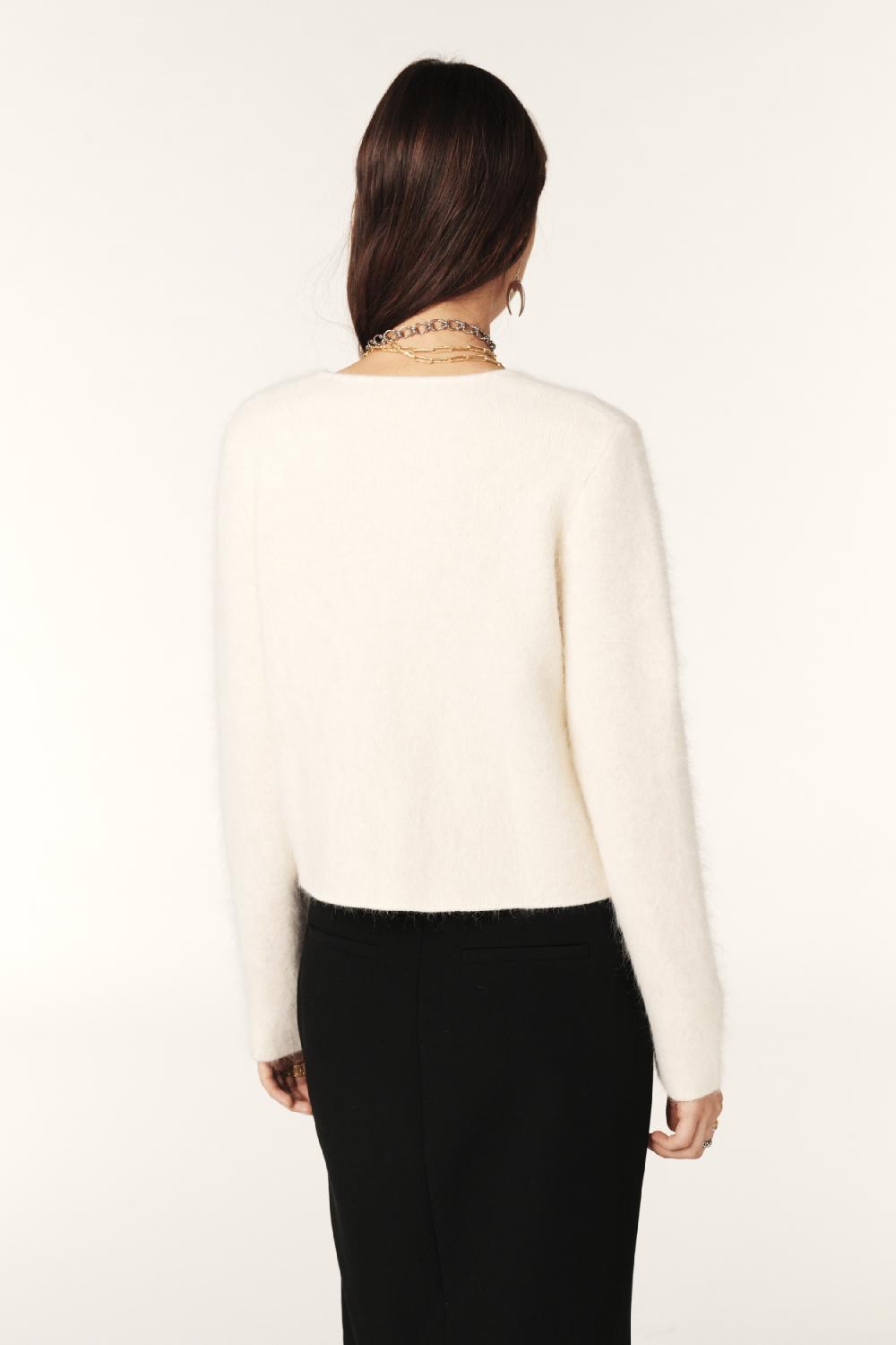 Ba&sh Gilet Manches Longues Grayson Blanc Ecru