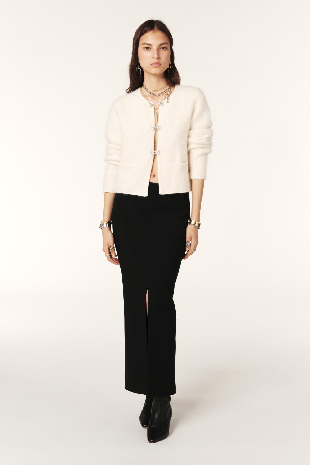 ba&sh Gilet Manches Longues Grayson Blanc Ecru