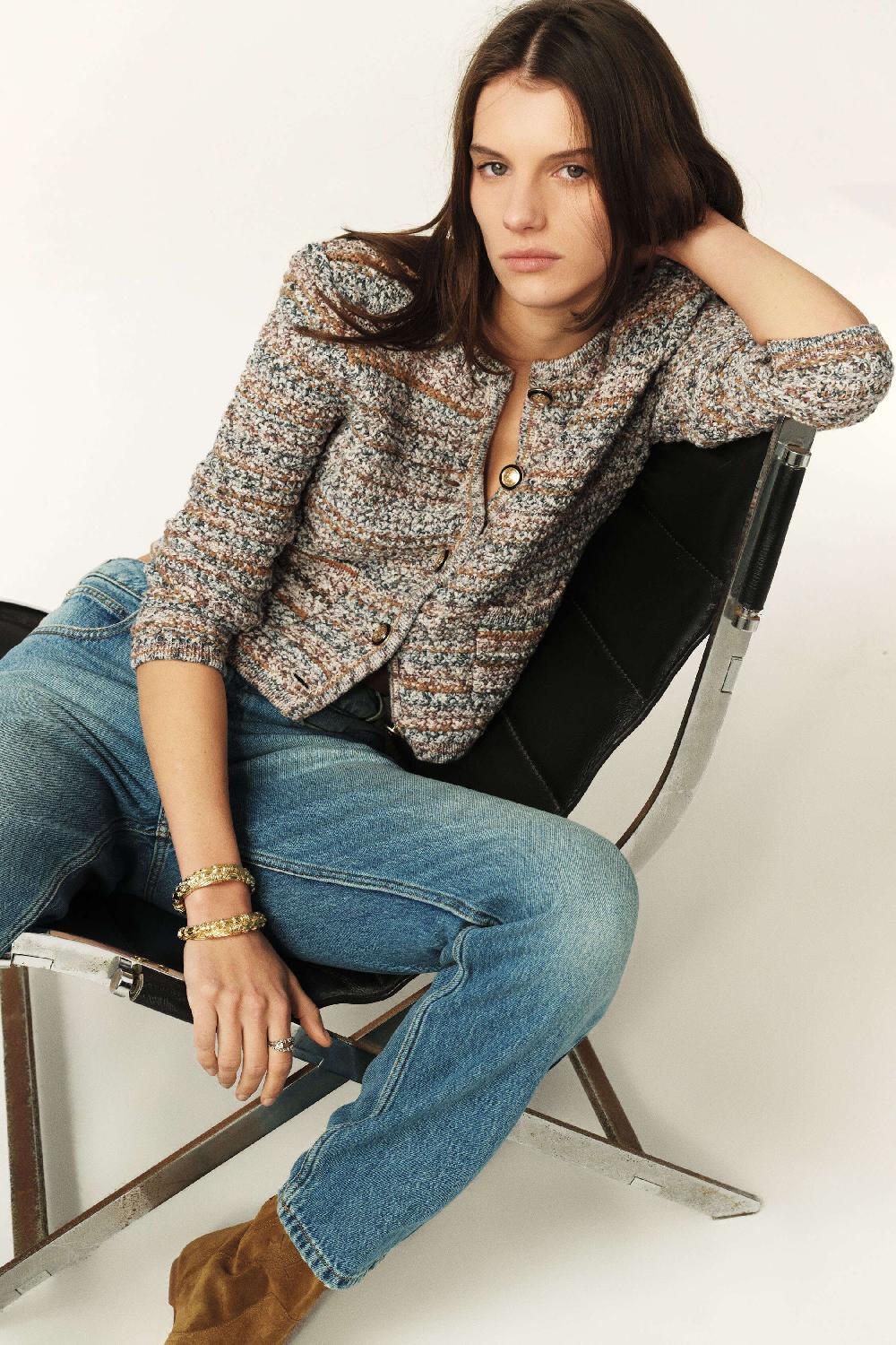 Ba&sh Gilet Manches Longues Guspa Beige