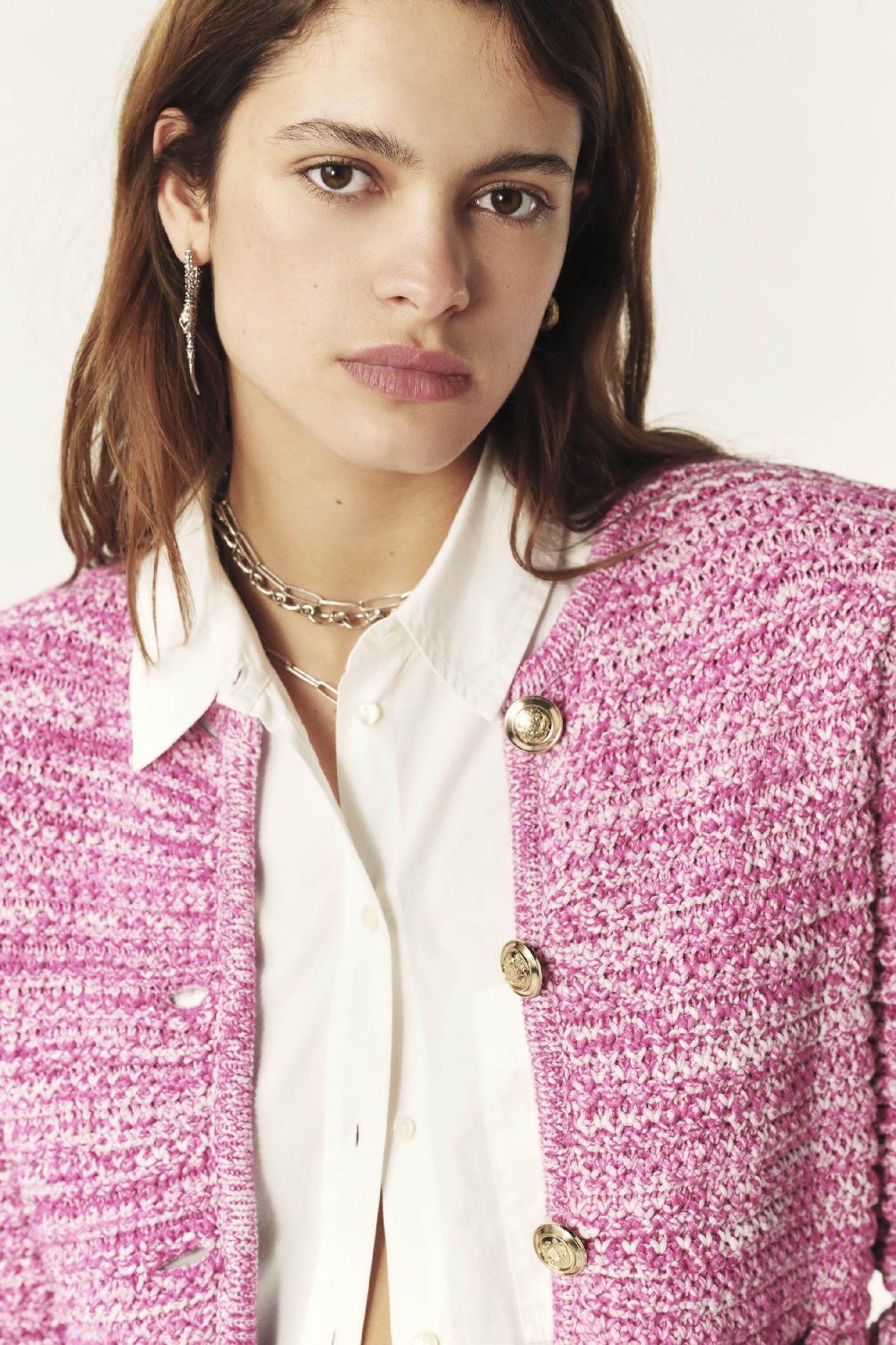 Ba&sh Gilet Manches Longues Guspa Rose