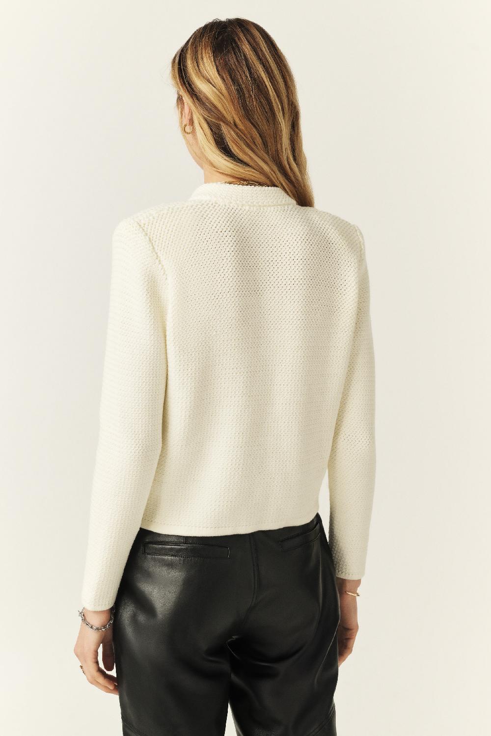 Ba&sh Gilet Manches Longues Louman Blanc Ecru