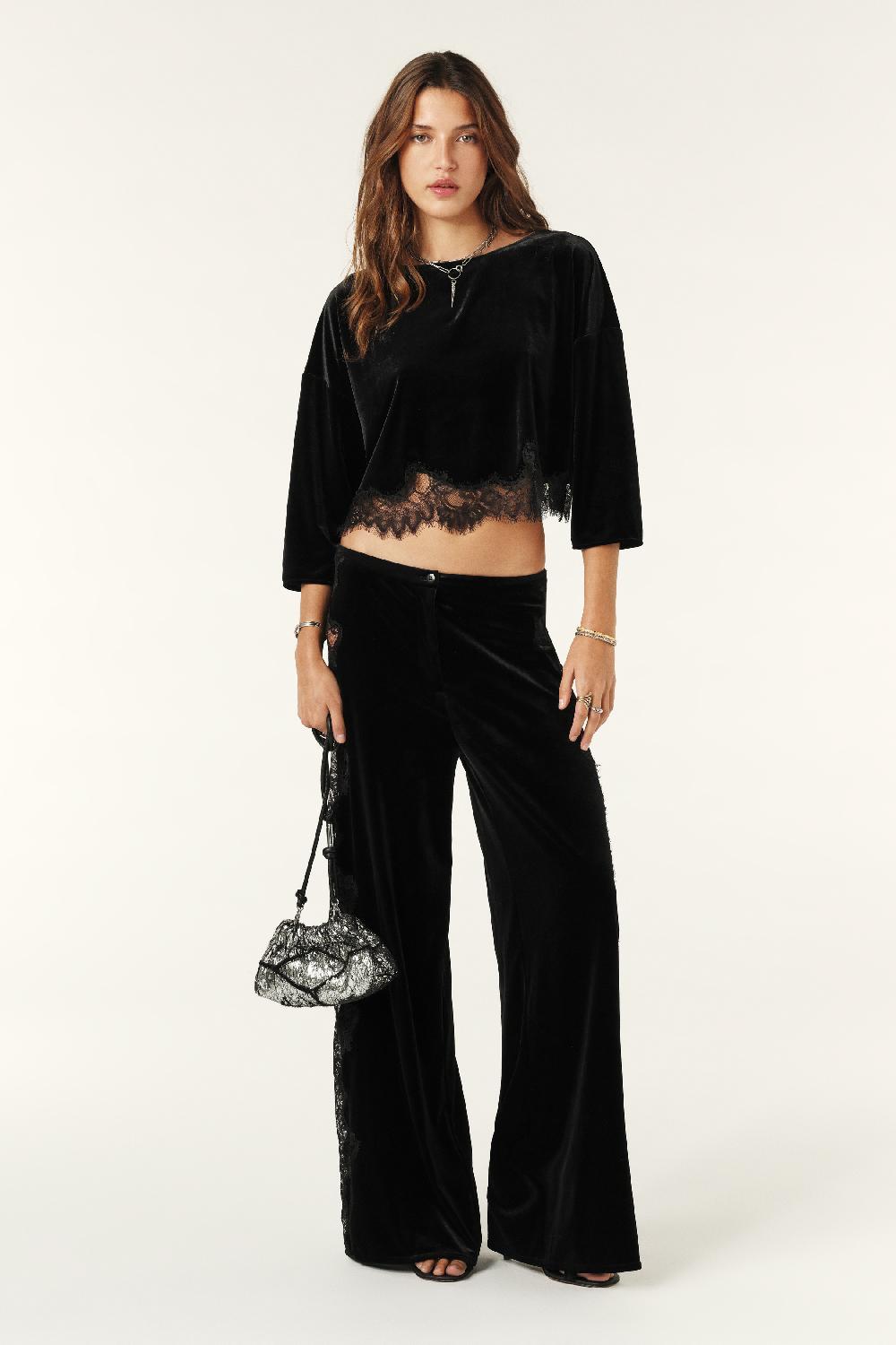 Ba&sh Haut Avec Dentelle Vadim Noir