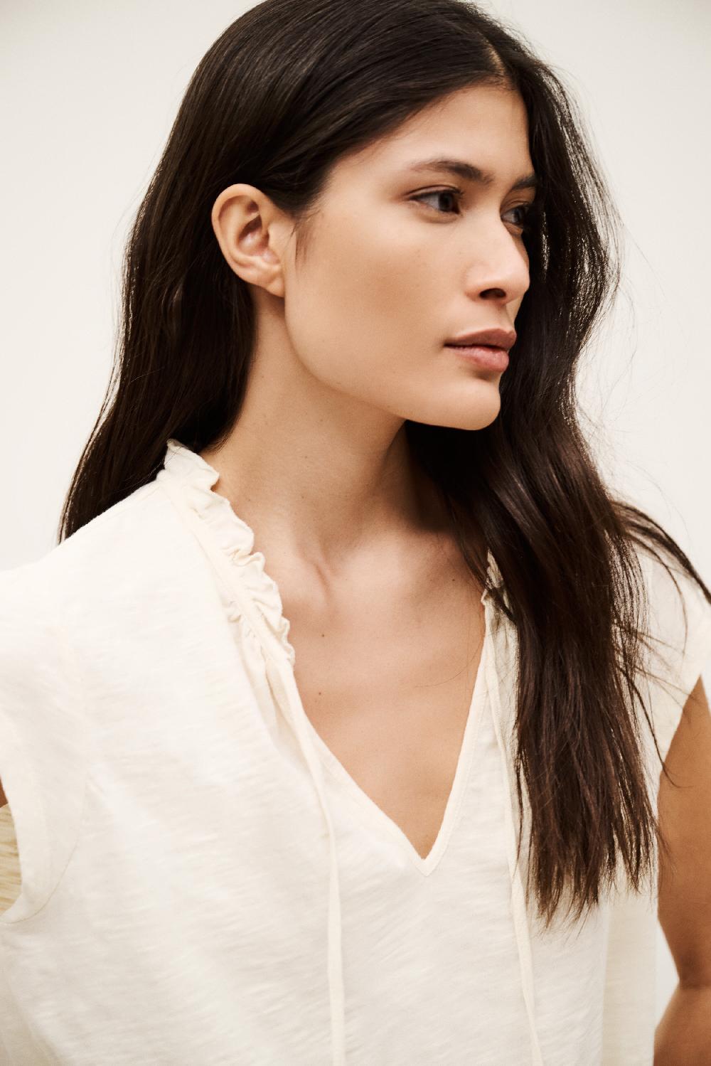 Ba&sh Haut Manches Courtes Very Blanc Ecru