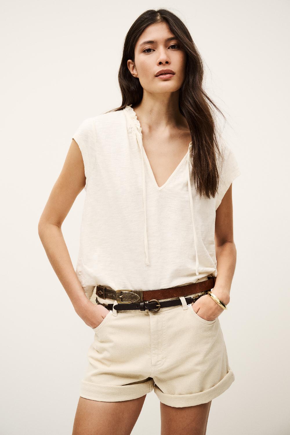 Ba&sh Haut Manches Courtes Very Blanc Ecru