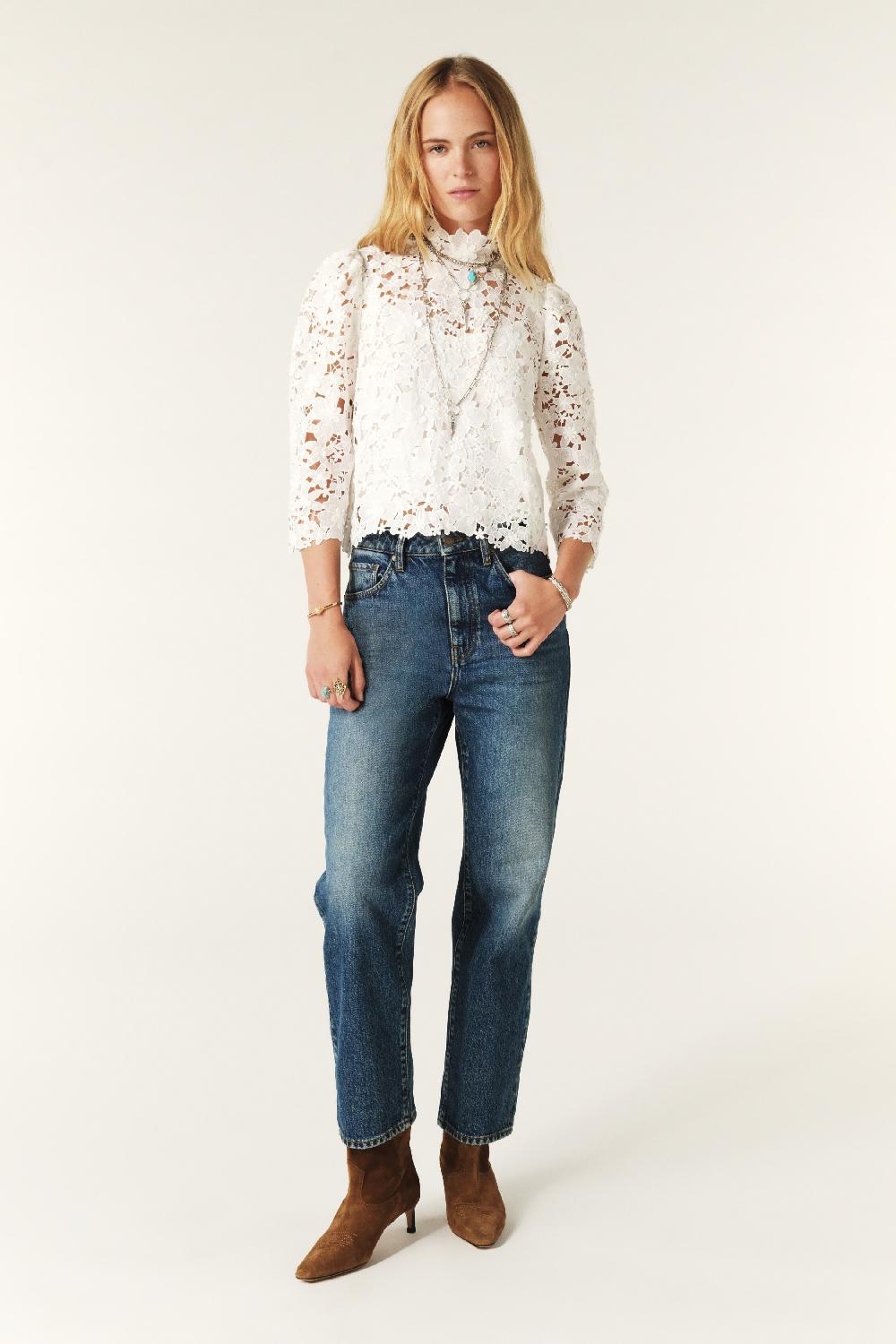 Ba&sh Haut Manches Trois-Quarts Paul Blanc